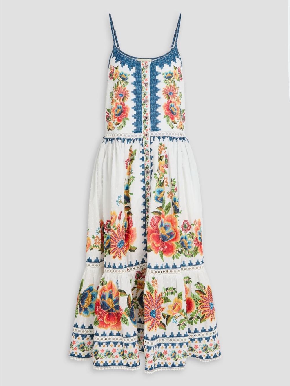 Farm Rio Delicate Garden A-Line Cotton Dress